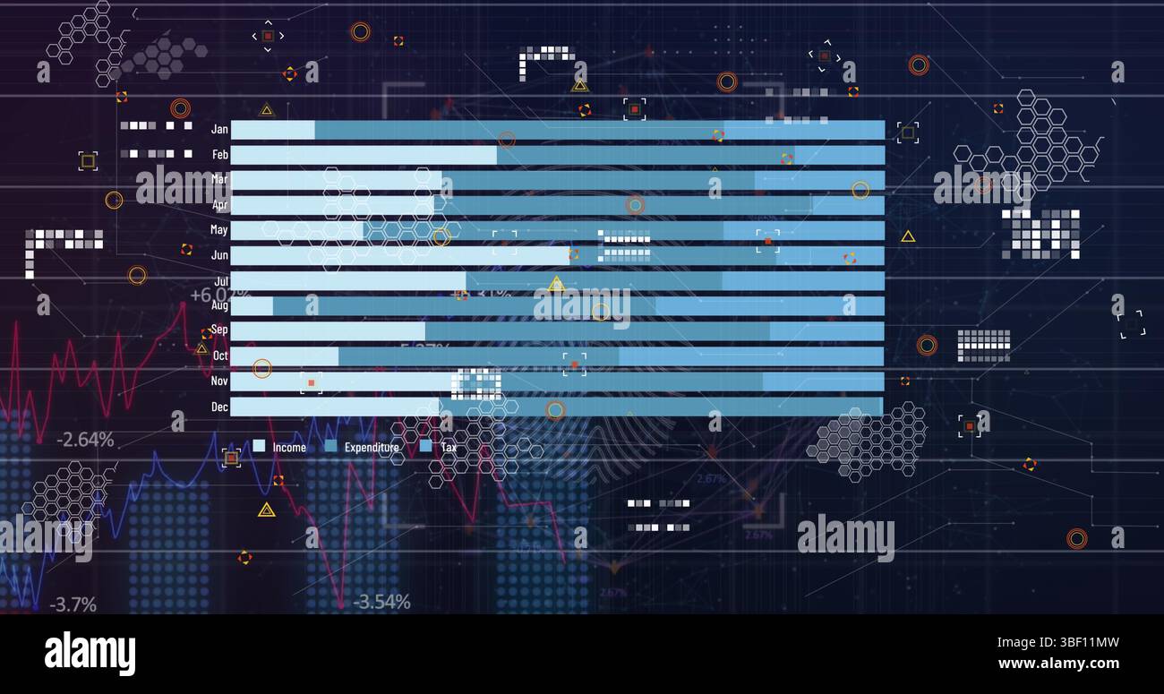 Image of data processing over black background Stock Photo