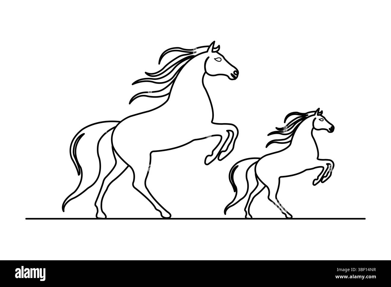 Horse continuous one line art drawing of concept doodle style outline ...