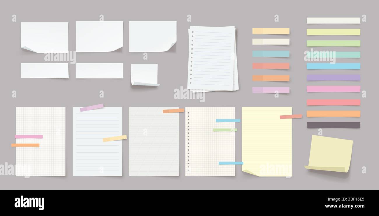 paper sheets with helpful stickers in set Stock Vector