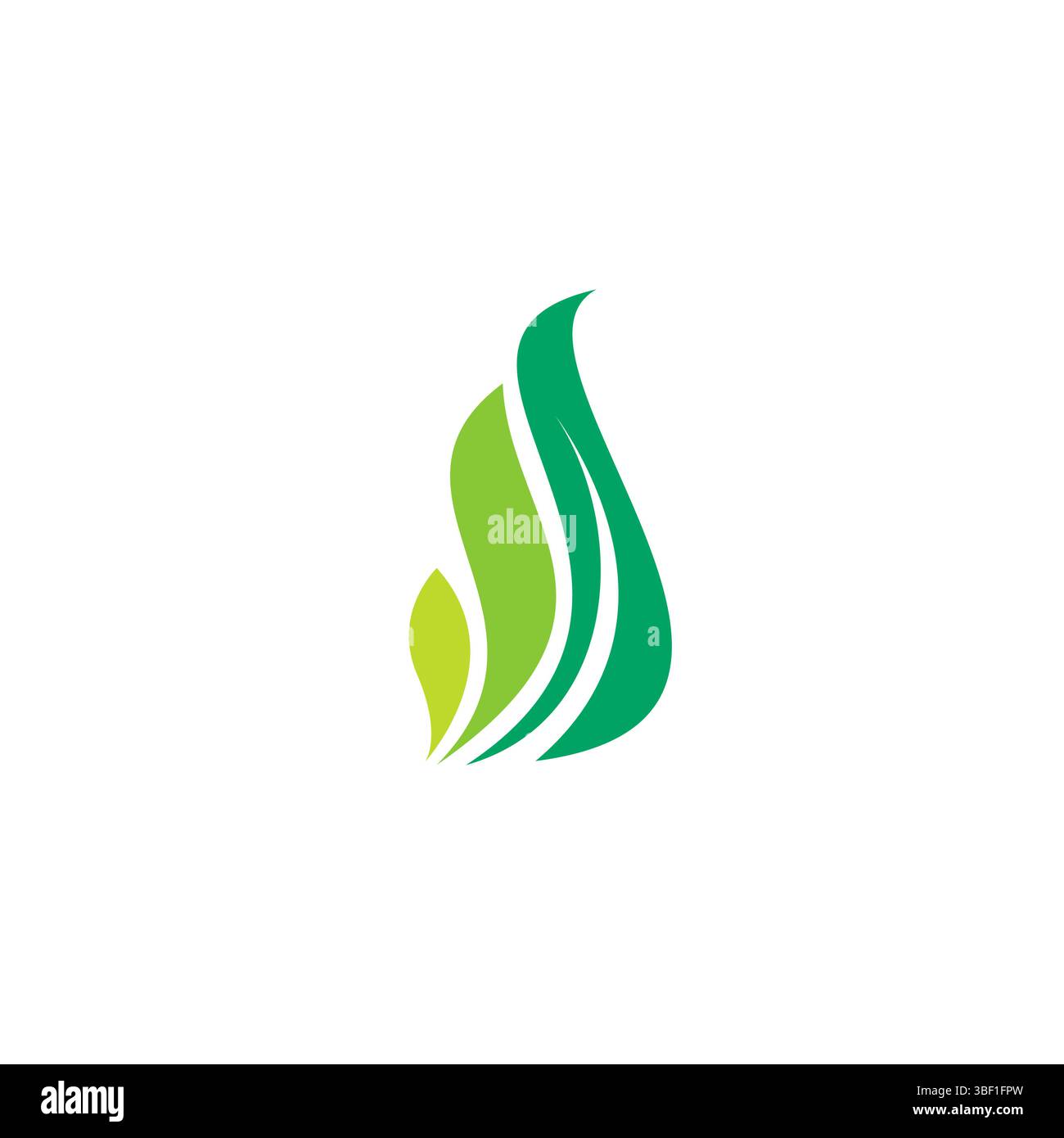 Three green leaf icon in flat style. organic logo design Stock Vector