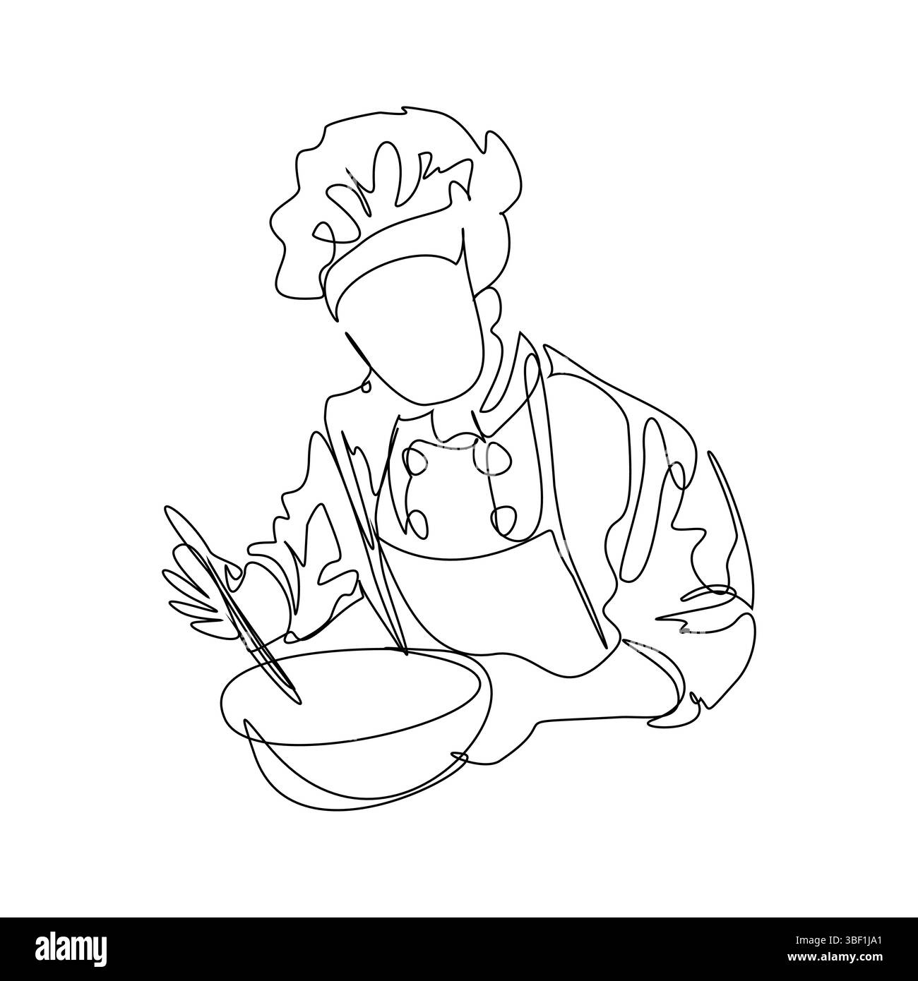 Chef cook line art vector illustration isolated on white background ...