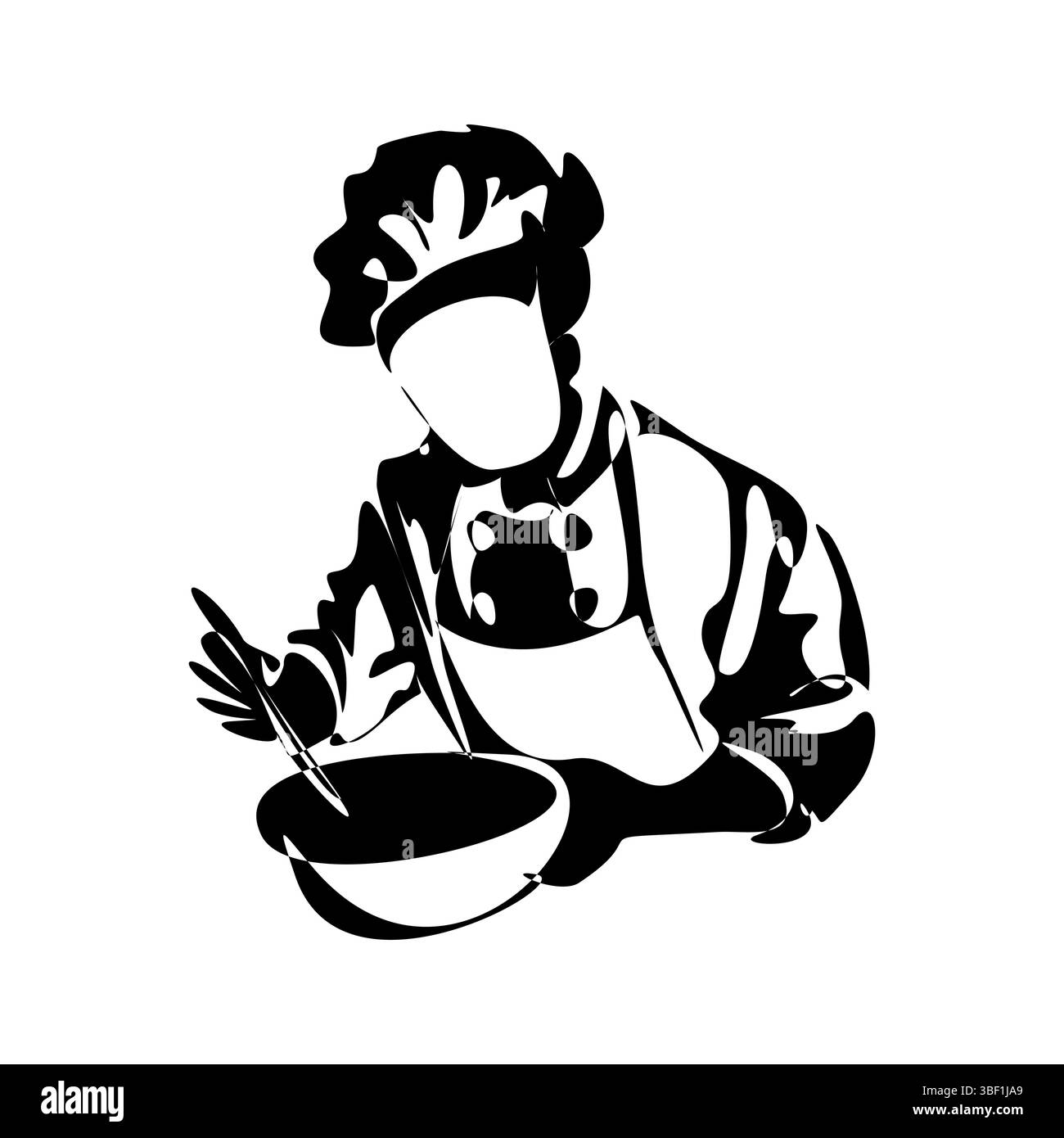 Chef cook line art vector illustration isolated on white background ...