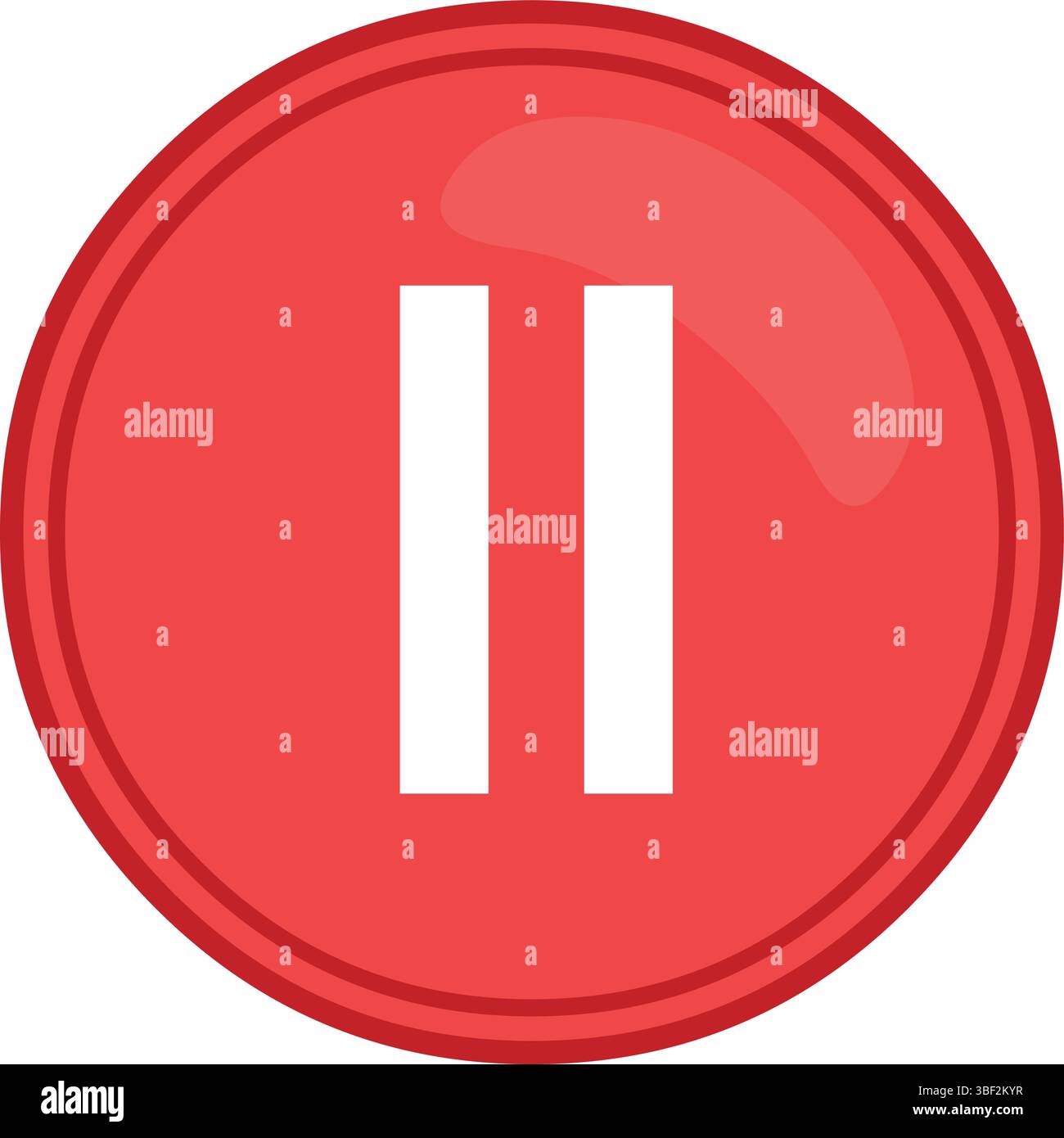 vector illustration red and white circular shape pause button digital ...