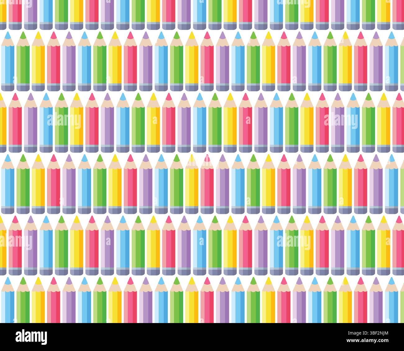Seamless pattern of multicolored pencils. Vector illustration. Stock Vector