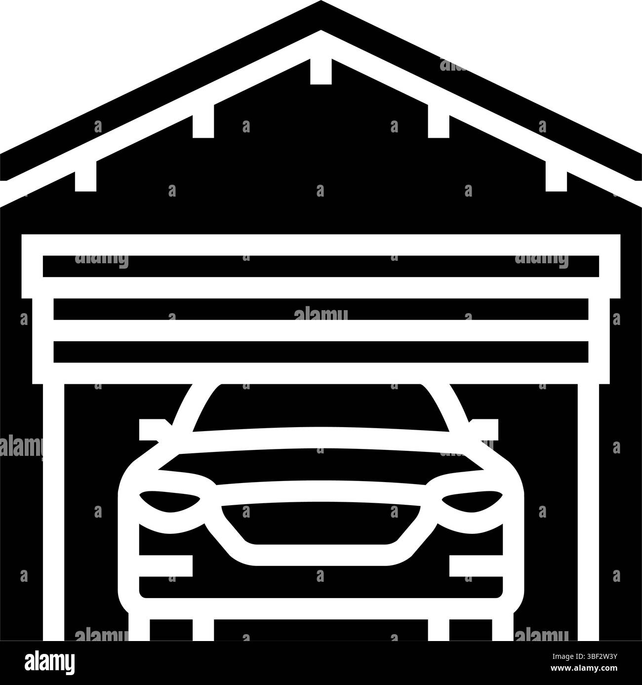 car inside garage glyph icon vector illustration Stock Vector Image ...