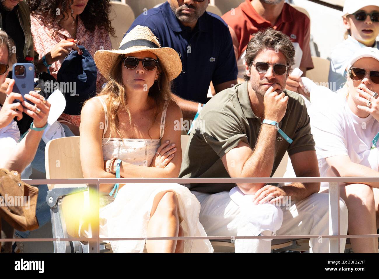 Constance Labbe and Tom Leeb attend the Roland Garros 2025 tournament ...