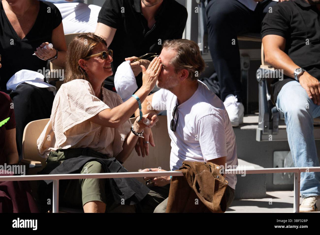 Constance Labbe and Tom Leeb attend the Roland Garros 2025 tournament ...