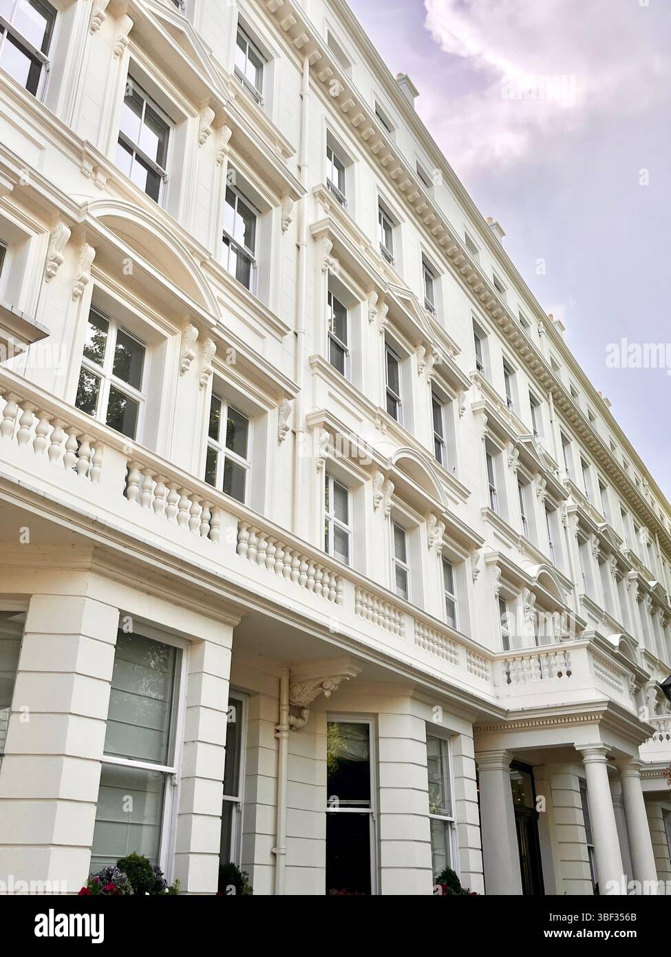 Aesthetic and minimalist European architecture in the heart of London City in Kensington and Chelsea, London, England, United Kingdom, Europe. - Smartphone Captured Stock Image