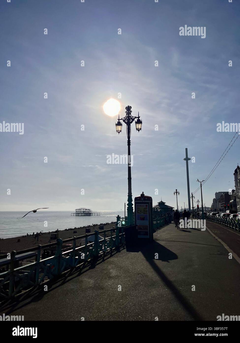 The English seaside in Brighton, England, United Kingdom, Europe on a sunny day in Spring. - Smartphone Captured Stock Image