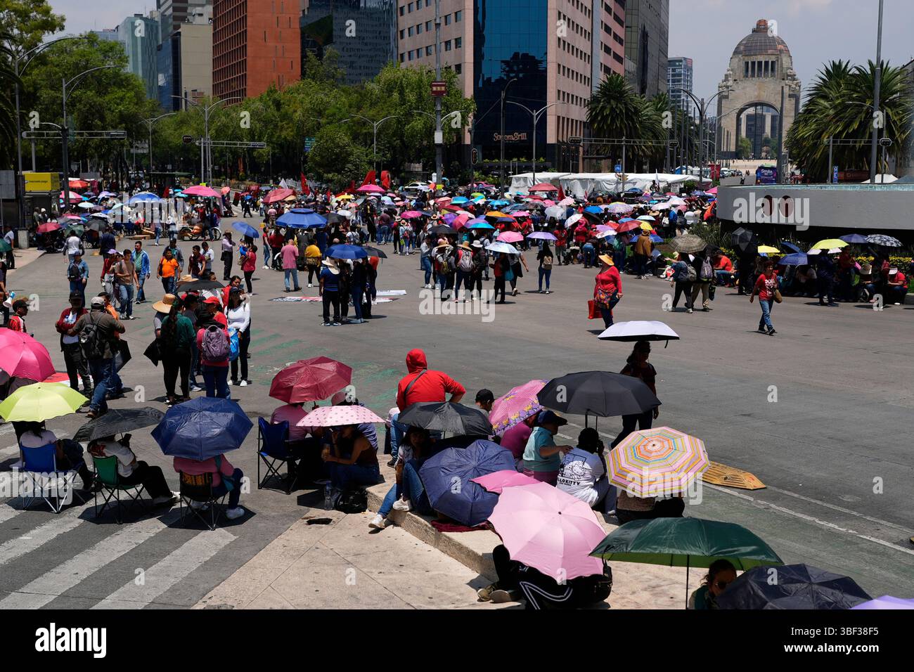 Teachers protest for a pay raise in Mexico City, Friday, May 30, 2025 ...