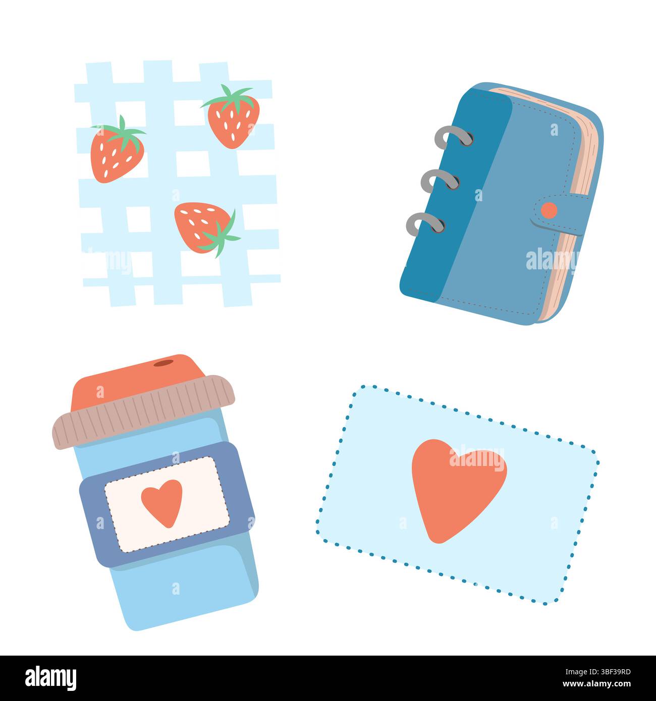 Set of journaling elements. Coffee cup and planer. Stock Vector