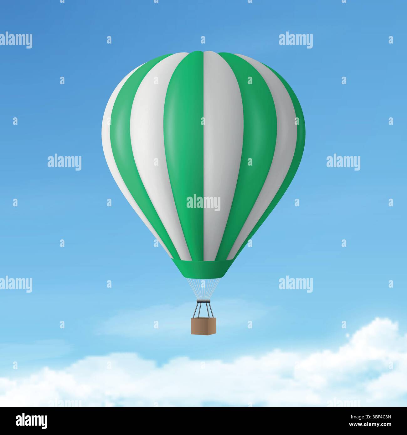 Vector Travel Banner with 3d Realistic Hot Air Balloon Icon on a Blue ...