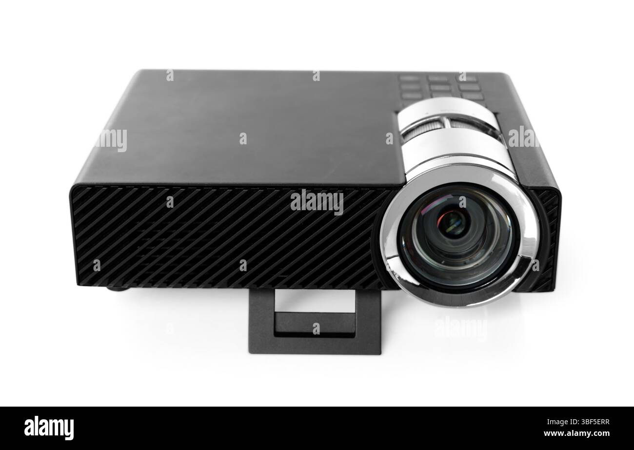 Modern Camera Projector One modern video projector isolated on white Stock Photo - Alamy