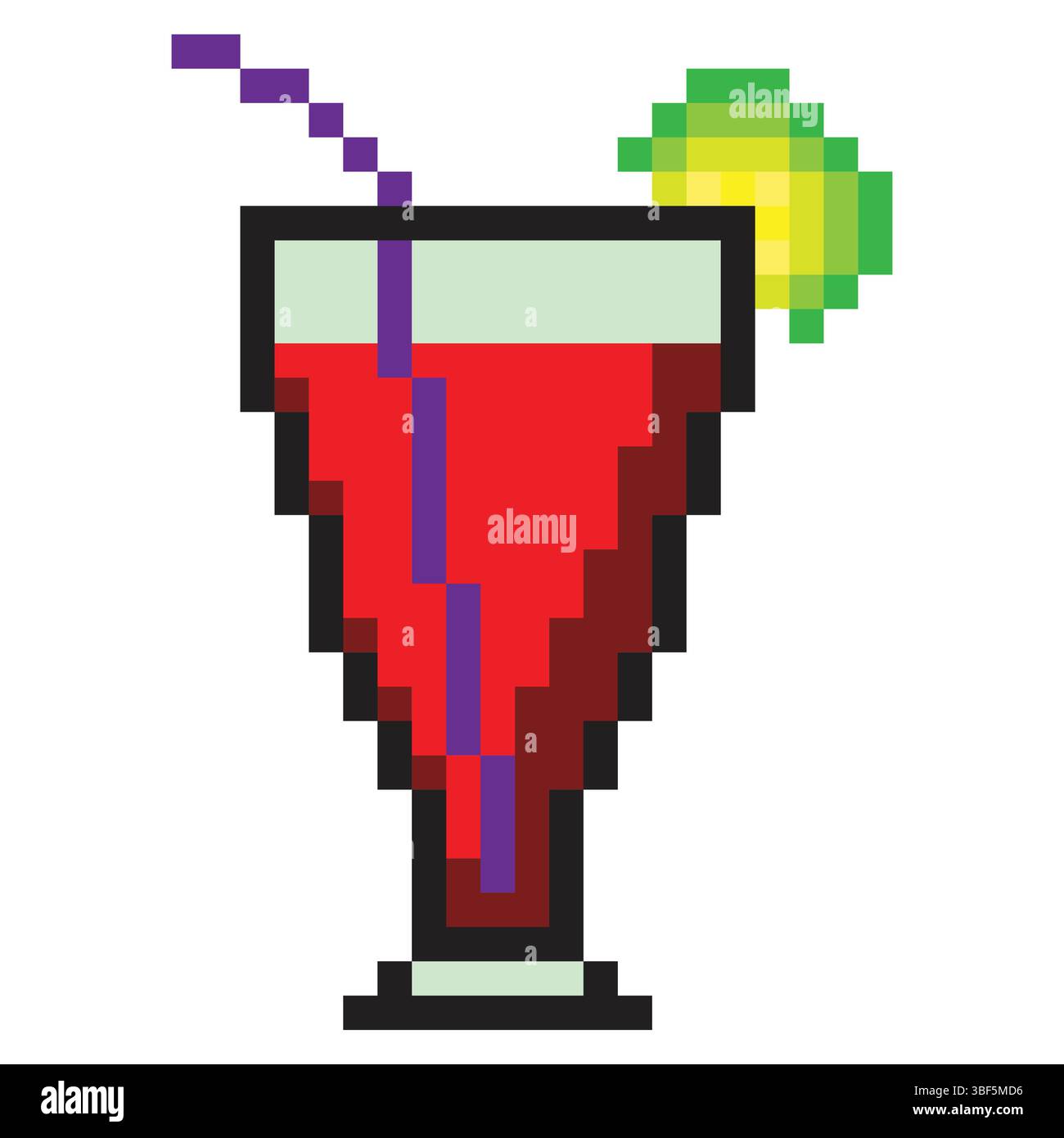 Cocktail in pixel art style Stock Vector