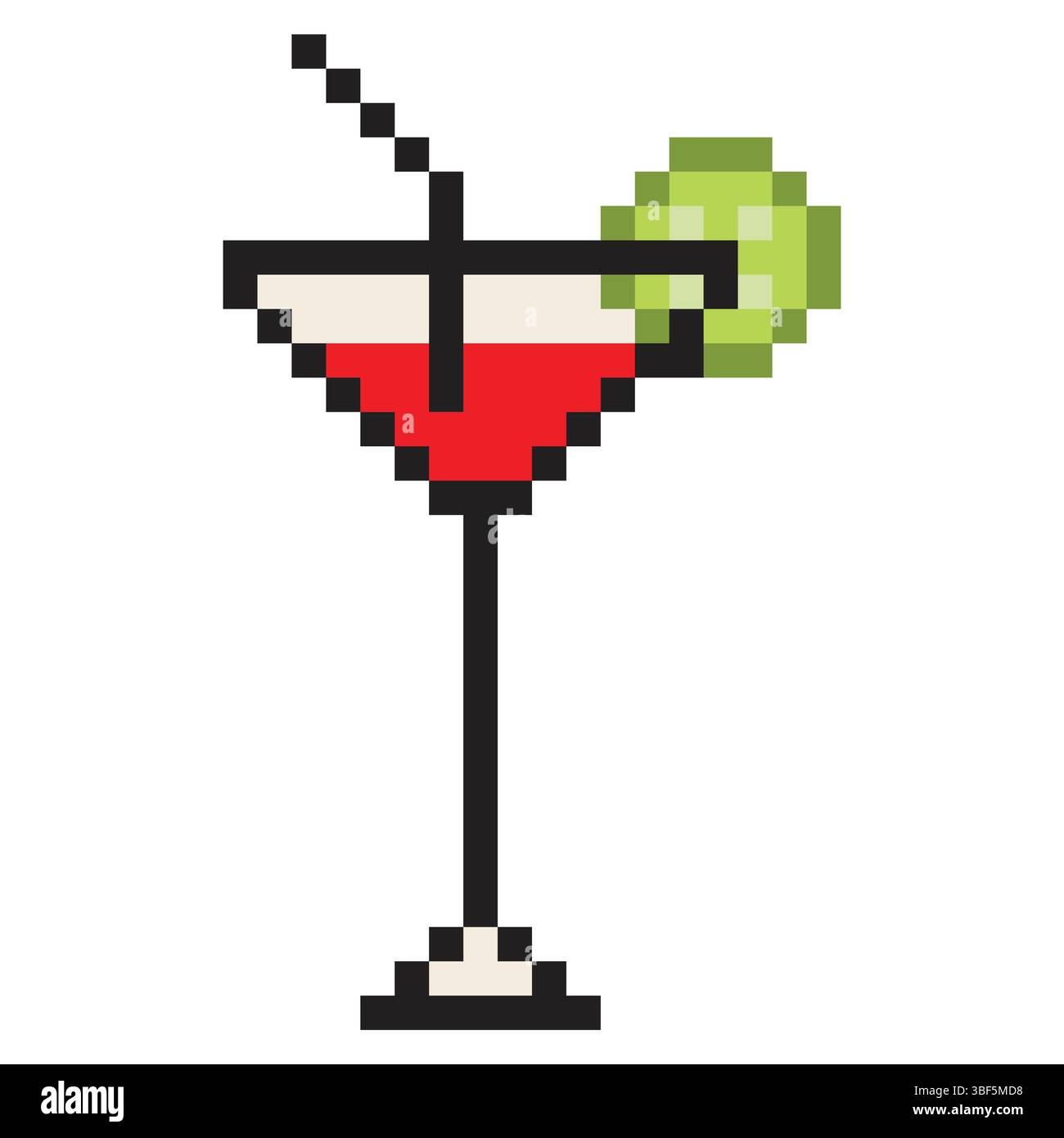 Cocktail in pixel art style Stock Vector