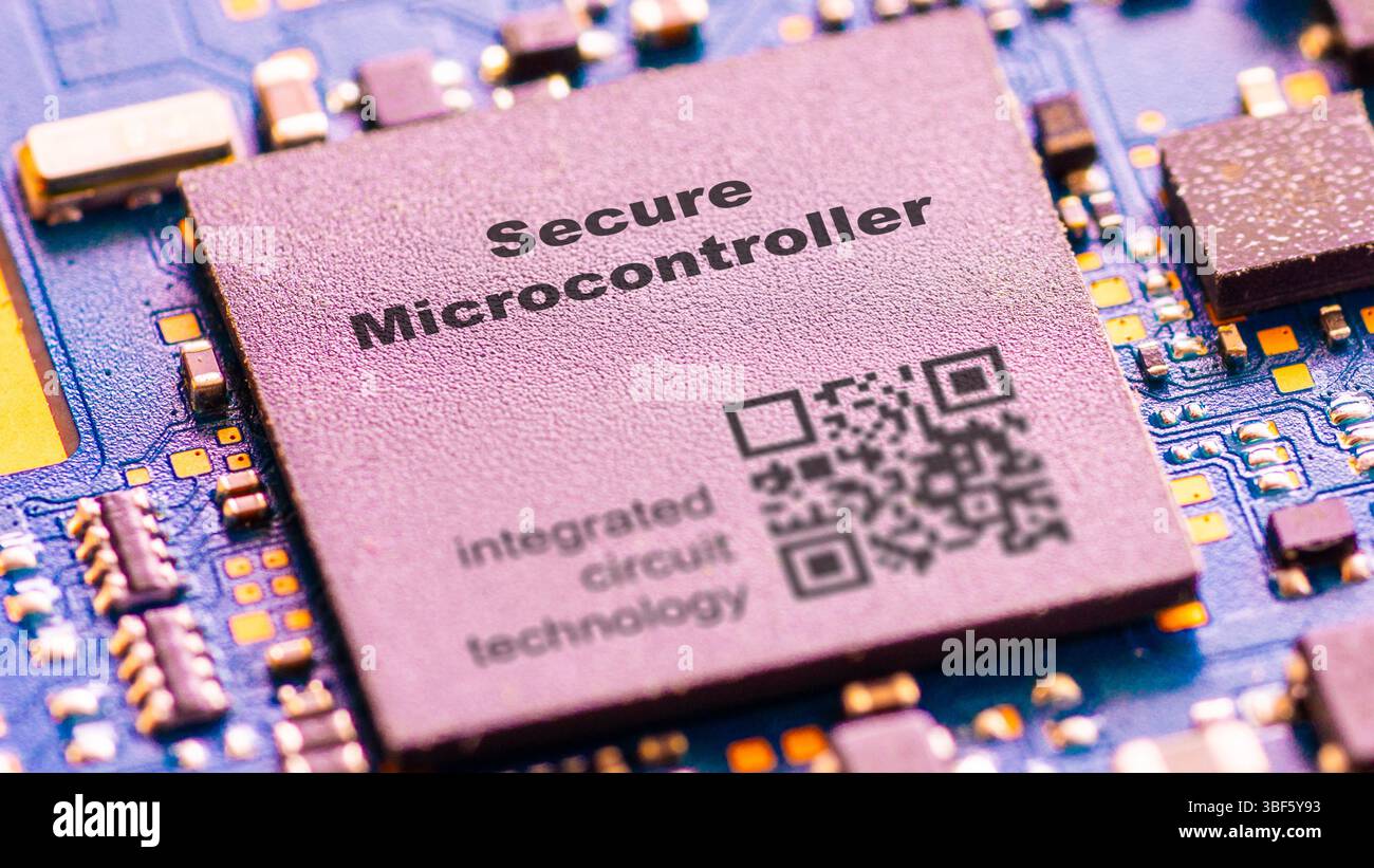 Secure microcontroller. Designed with embedded security features for classified data processing. Stock Photo
