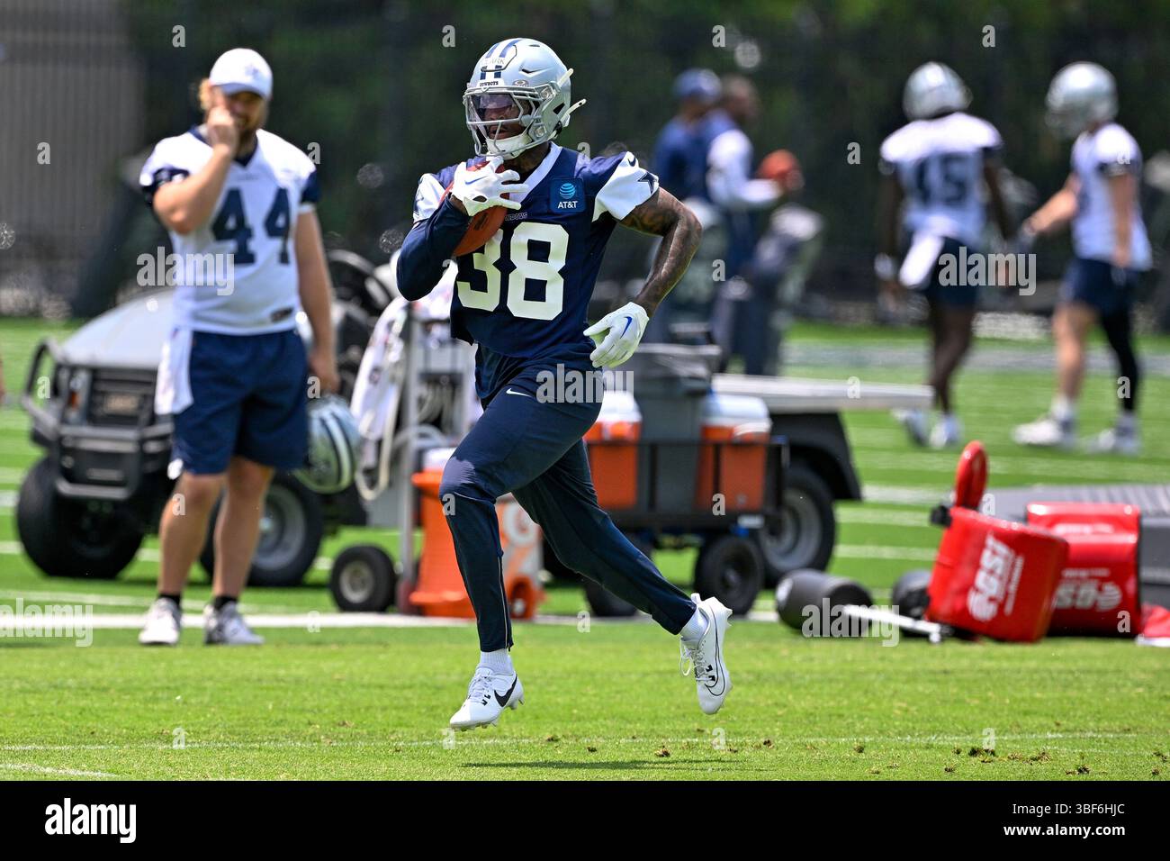 Dallas Cowboys safety Alijah Clark runs with the ball during NFL ...