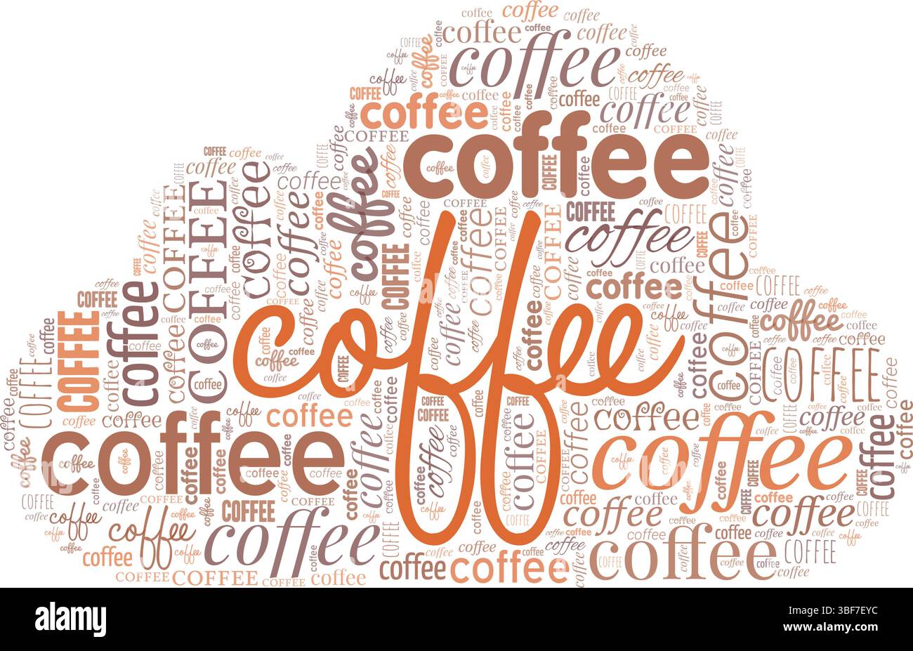 Coffee word cloud conceptual design isolated on white background. Stock Vector