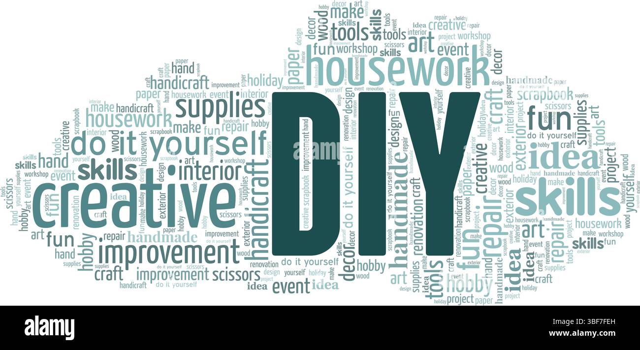 Do it Yourself - DIY word cloud isolated on a white background. Stock Vector