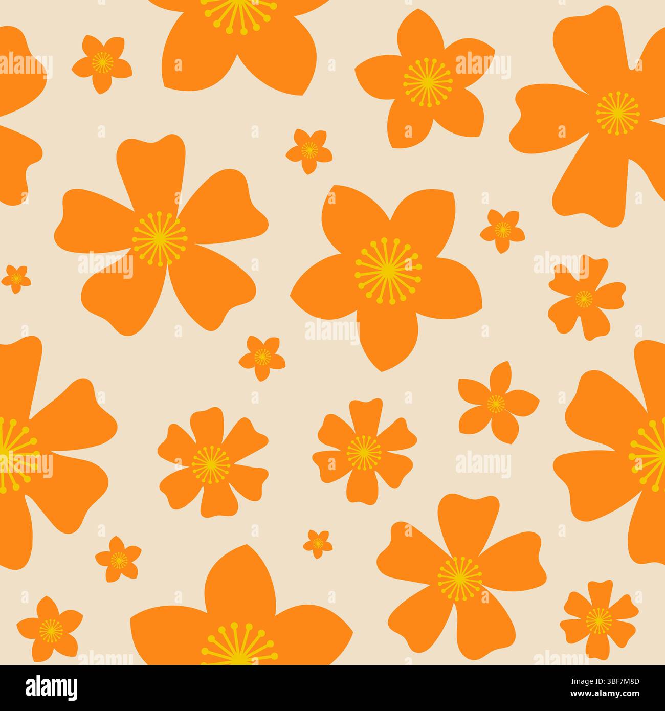 Seamless pattern with orange flowers. Vector illustration Stock Vector ...