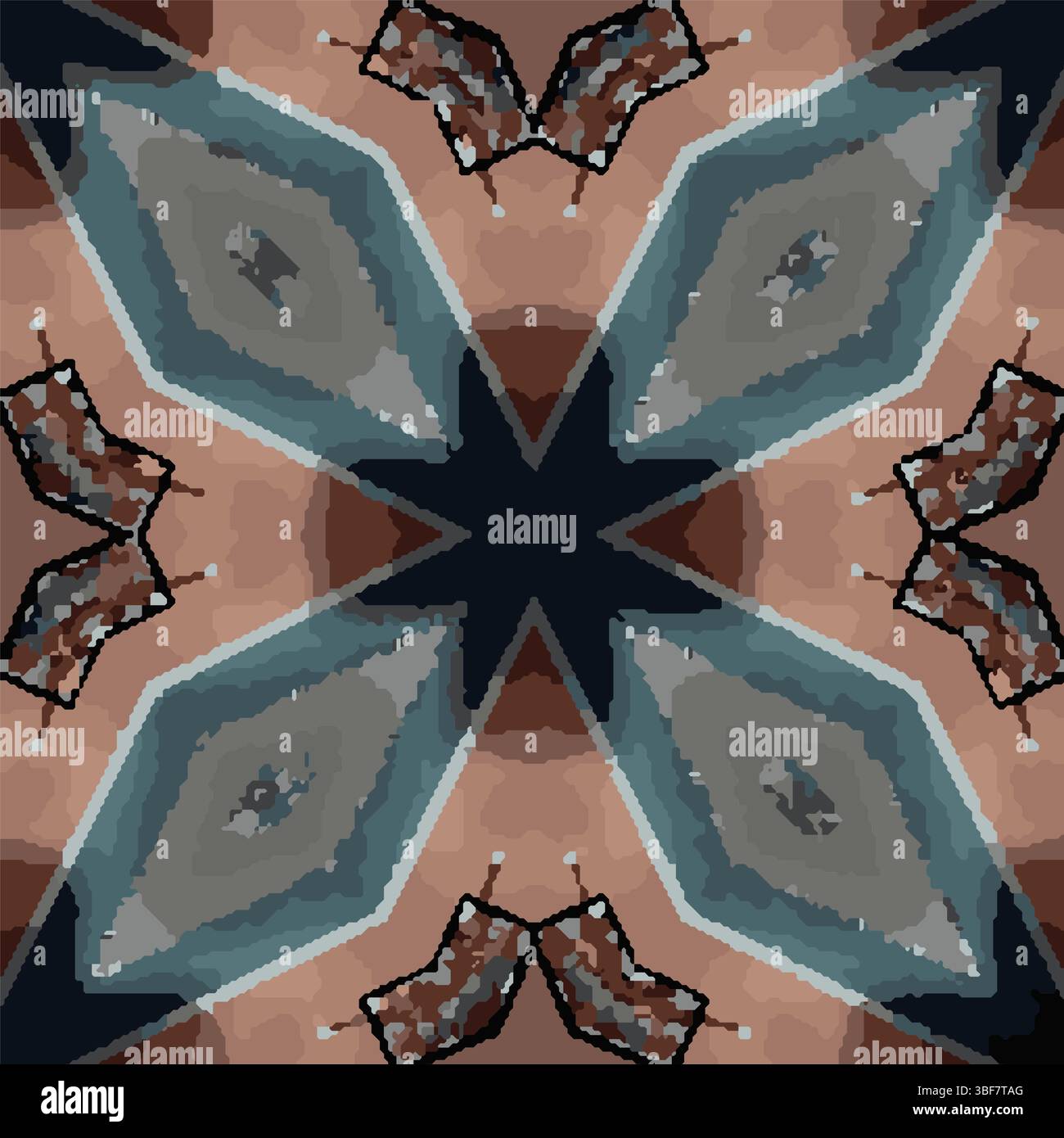Blue Brown Star Kaleidoscope Vector Pattern Stock Vector