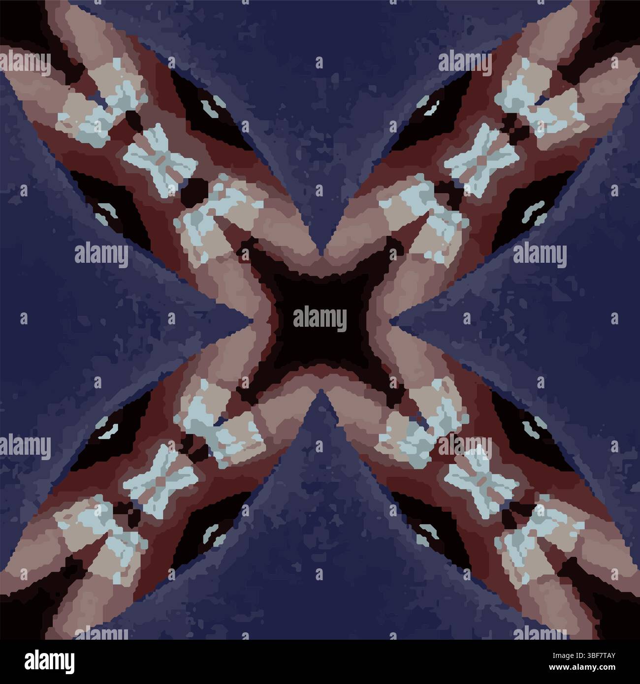 Blue Brown Butterfly Kaleidoscope Vector Pattern Stock Vector