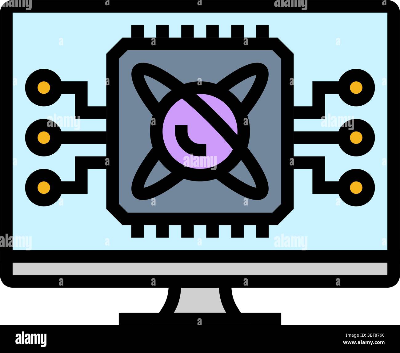 algorithm screen quantum computer color icon vector illustration Stock ...