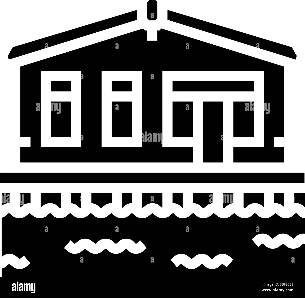 fishing cabin wooden glyph icon vector illustration Stock Vector Image ...