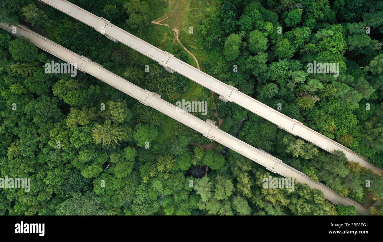 Aerial view of old stone train bridge in the forest Stock Photo - Alamy