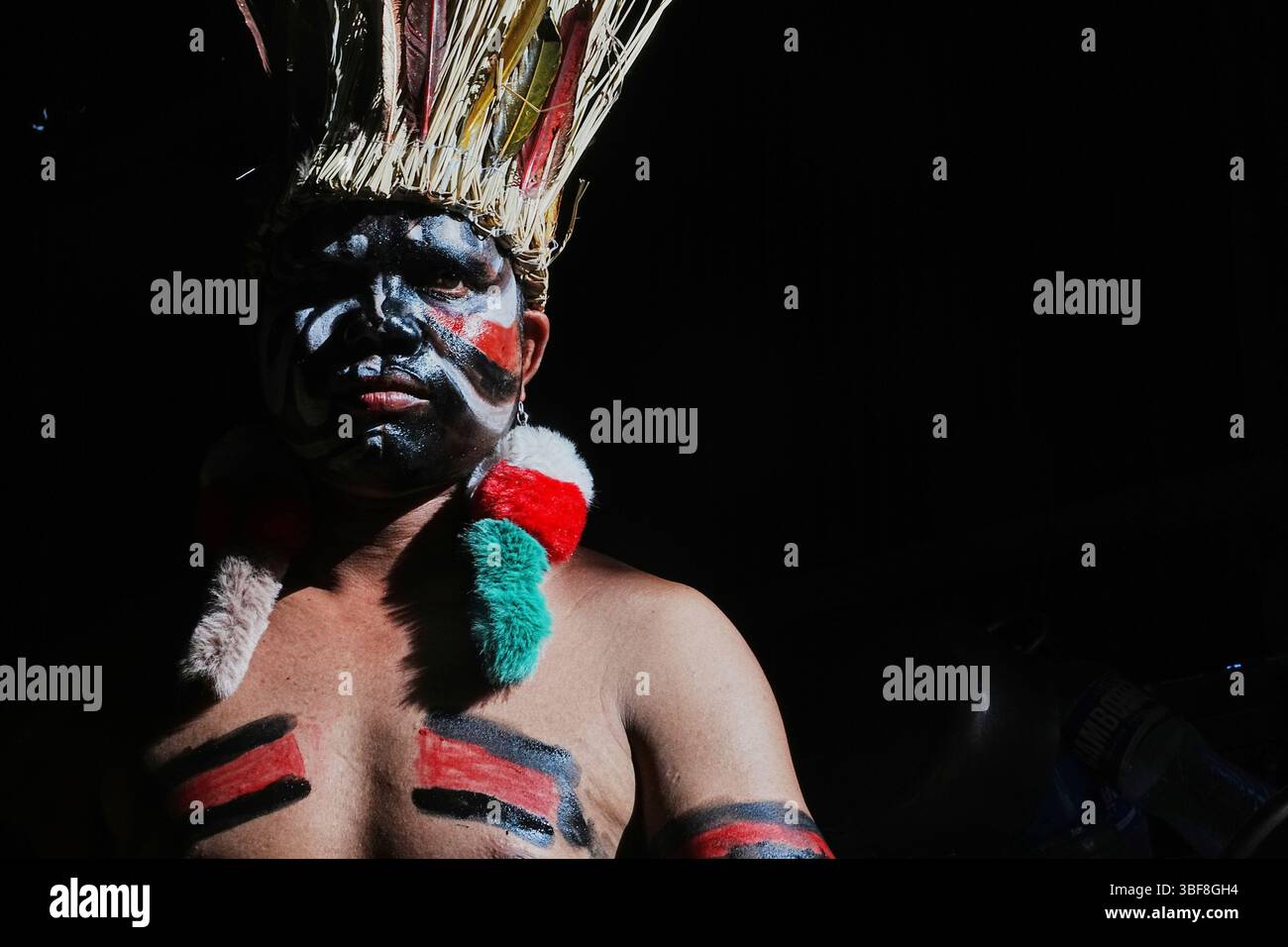 Neak Men A man with his face painted during a traditional guardian spirit ...