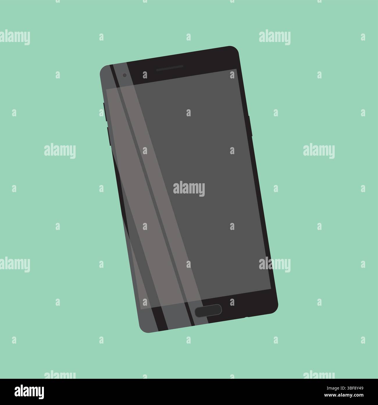 Minimalist illustration of an inactive mobile device with a lightgreen backdrop Stock Vector