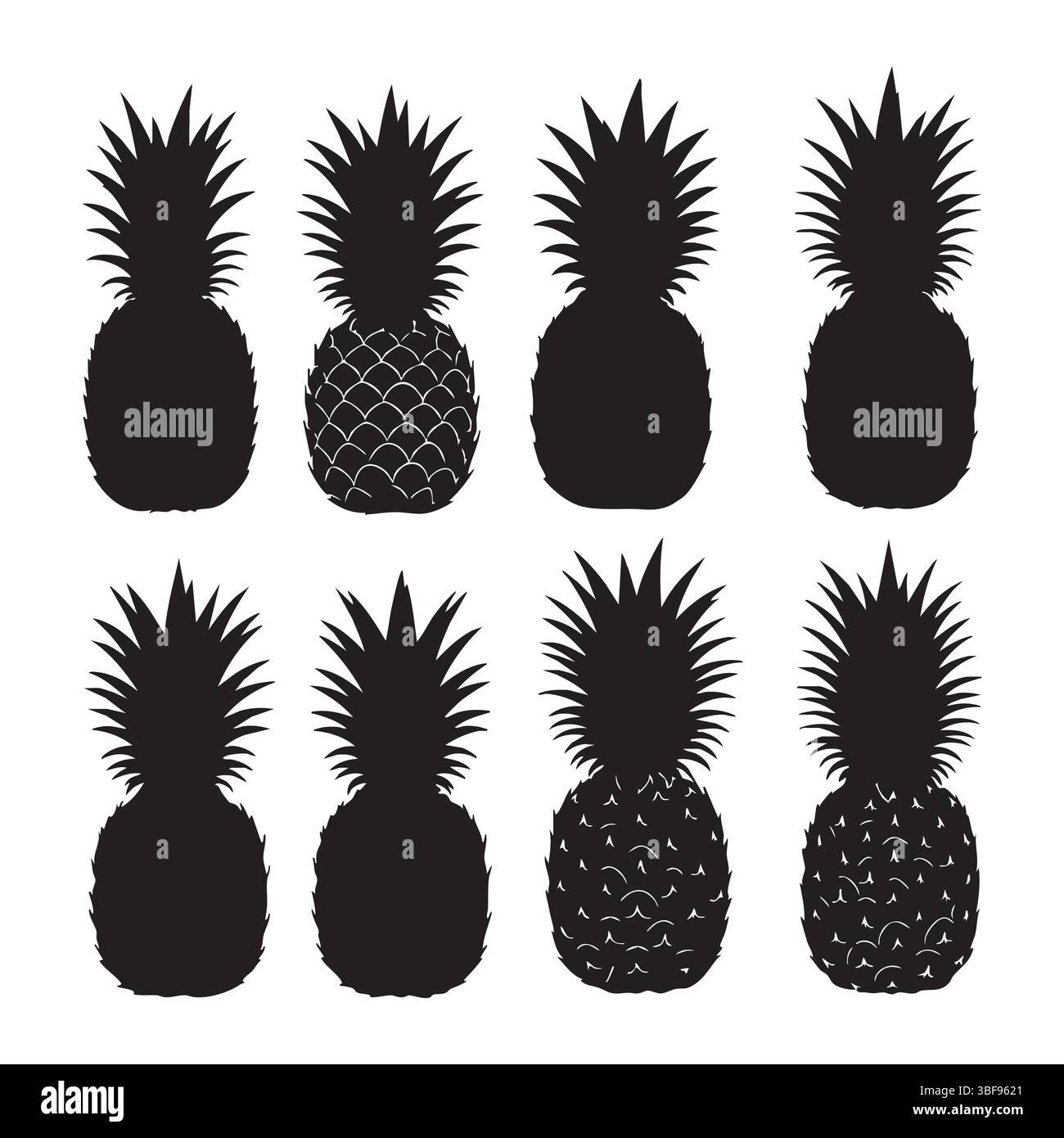 silhouette-set-of-pineapple-on-white-background-stock-vector-image