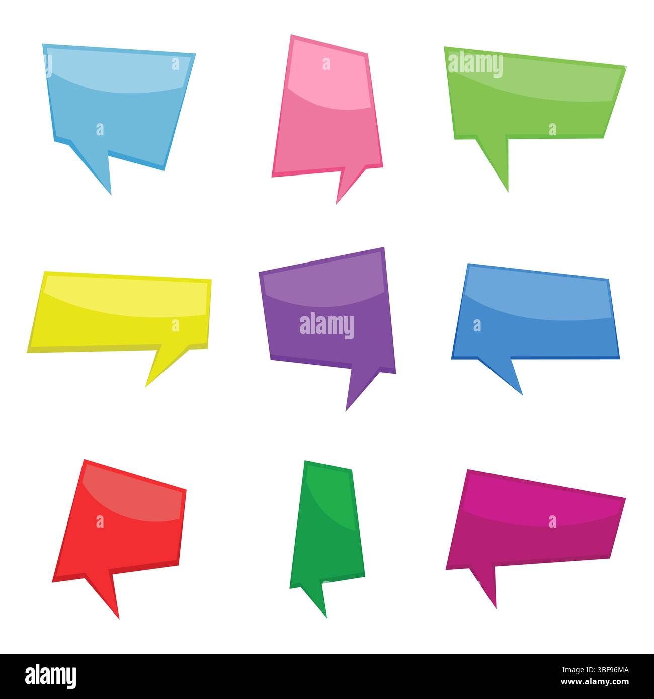 Set of nine colorful cartoon comic balloons speech bubbles without ...