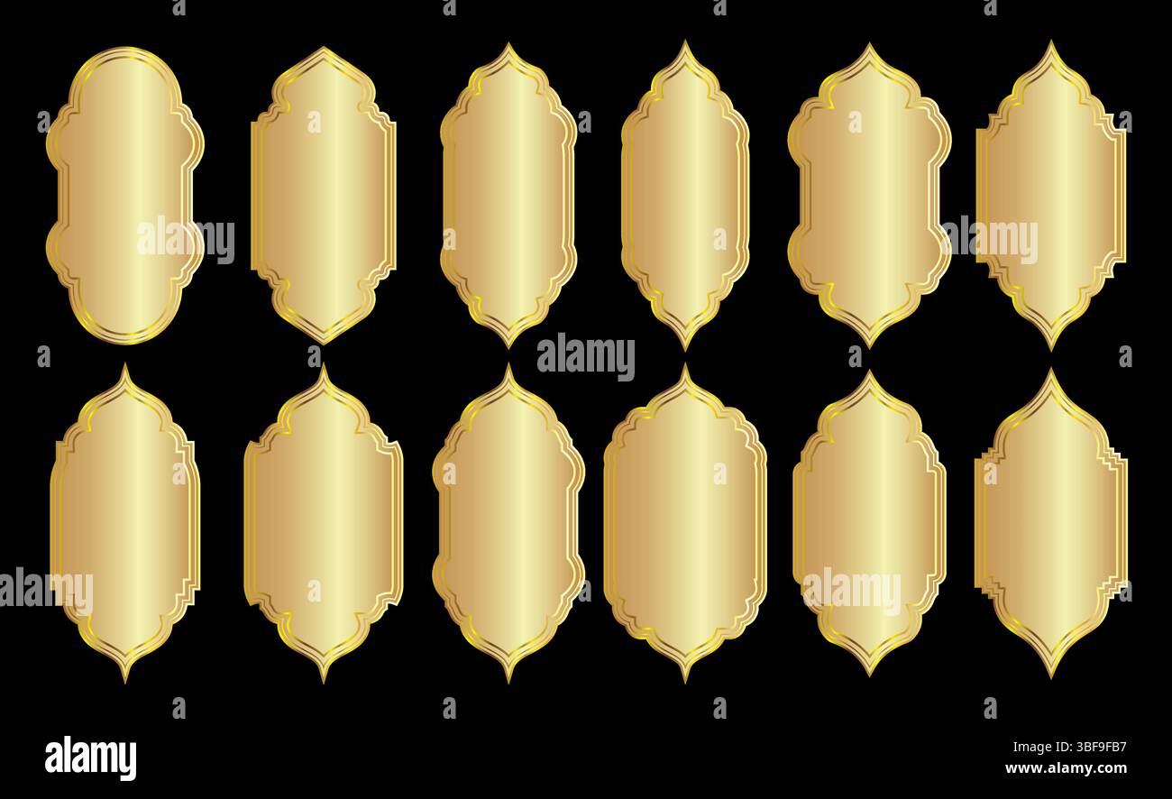 Oriental Gold Moroccan Style Frame or Border Background Set Stock Vector