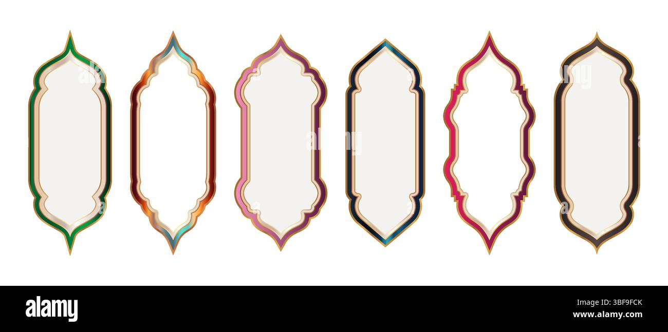 Oriental Colorful Elegant Frame or Border Background Set Stock Vector