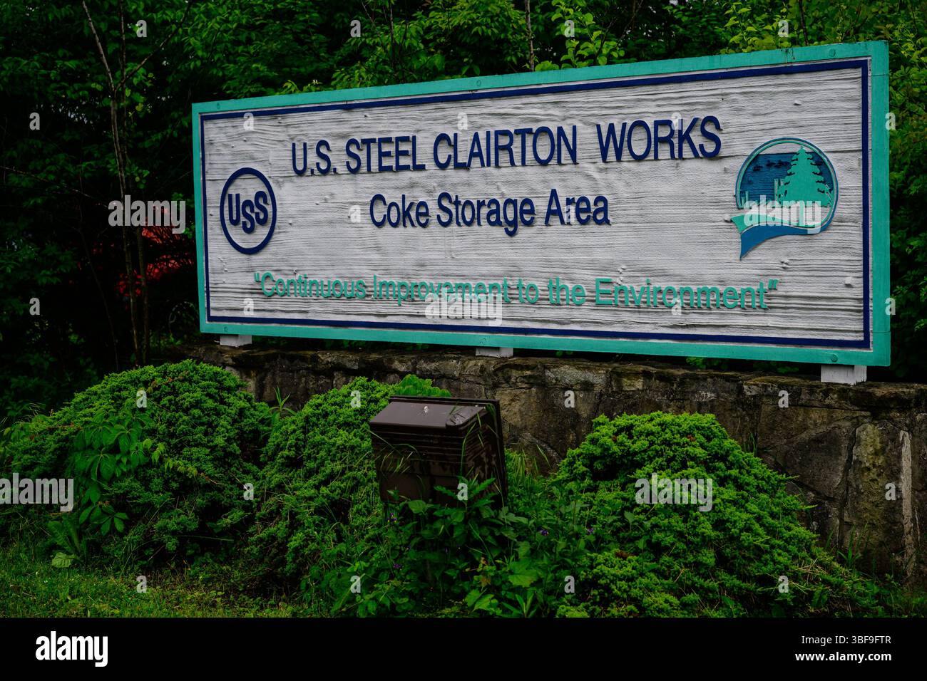 Sign for coke storage area at U. S. Steel’s Clairton Plant in Clairton ...