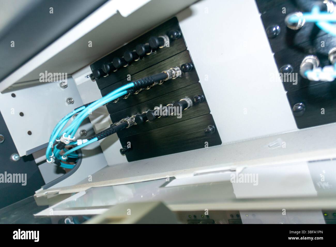 Detailed view of internal connections in electrical equipment showing ...