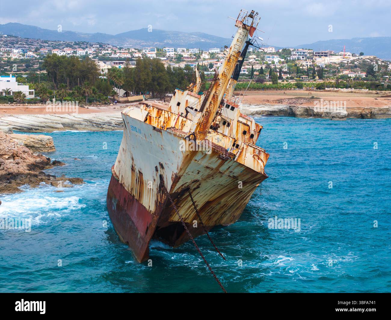Edro 3 Aerial View of Edro III Shipwreck Surrounded by Mediterranean Waters ...