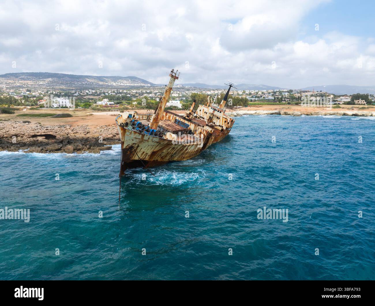 Edro 3 Aerial View of Edro III Shipwreck Near Cyprus Coastline Stock Photo - Alamy