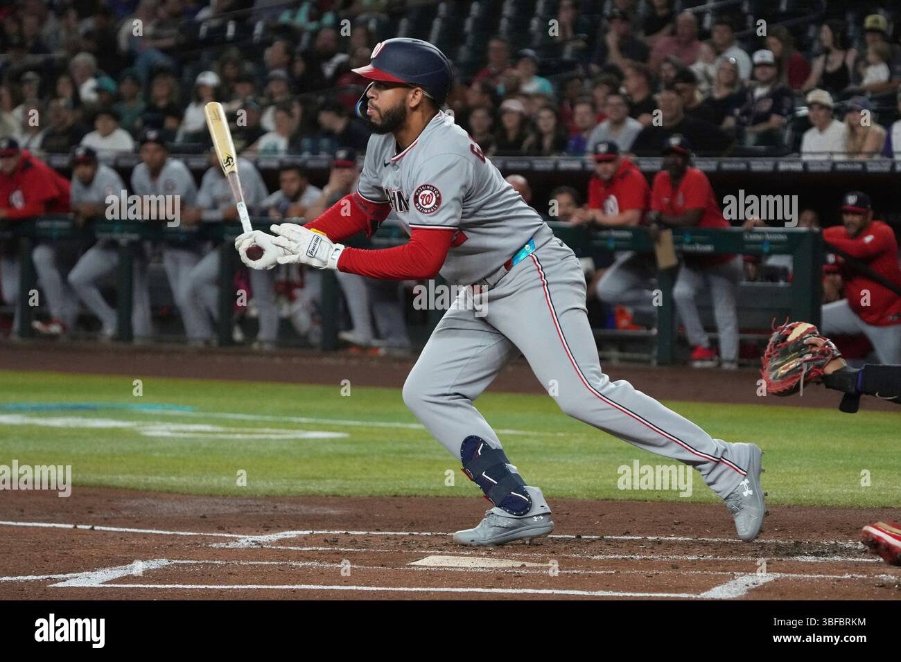 Washington Nationals' Luis García Jr. hits a two-run double against the