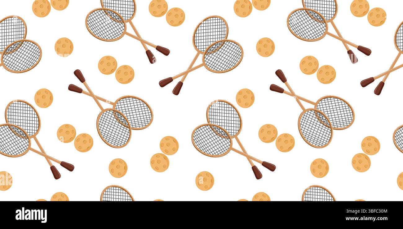 Horizontal Pattern with Tennis Rackets and Balls Stock Vector
