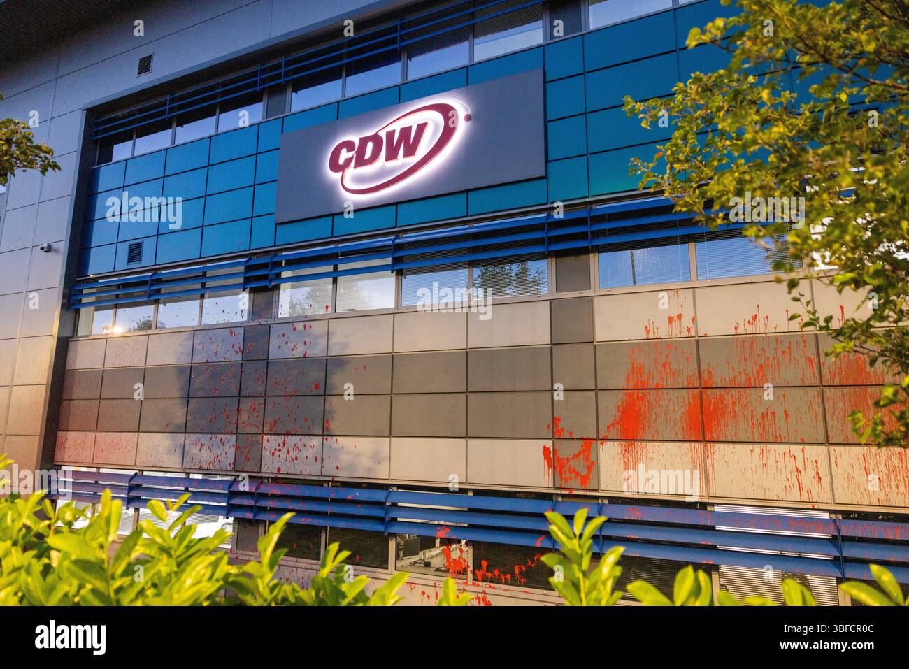 Peterborough, UK. 01 JUN, 2025. Palestine Action target CDW (Computer ...