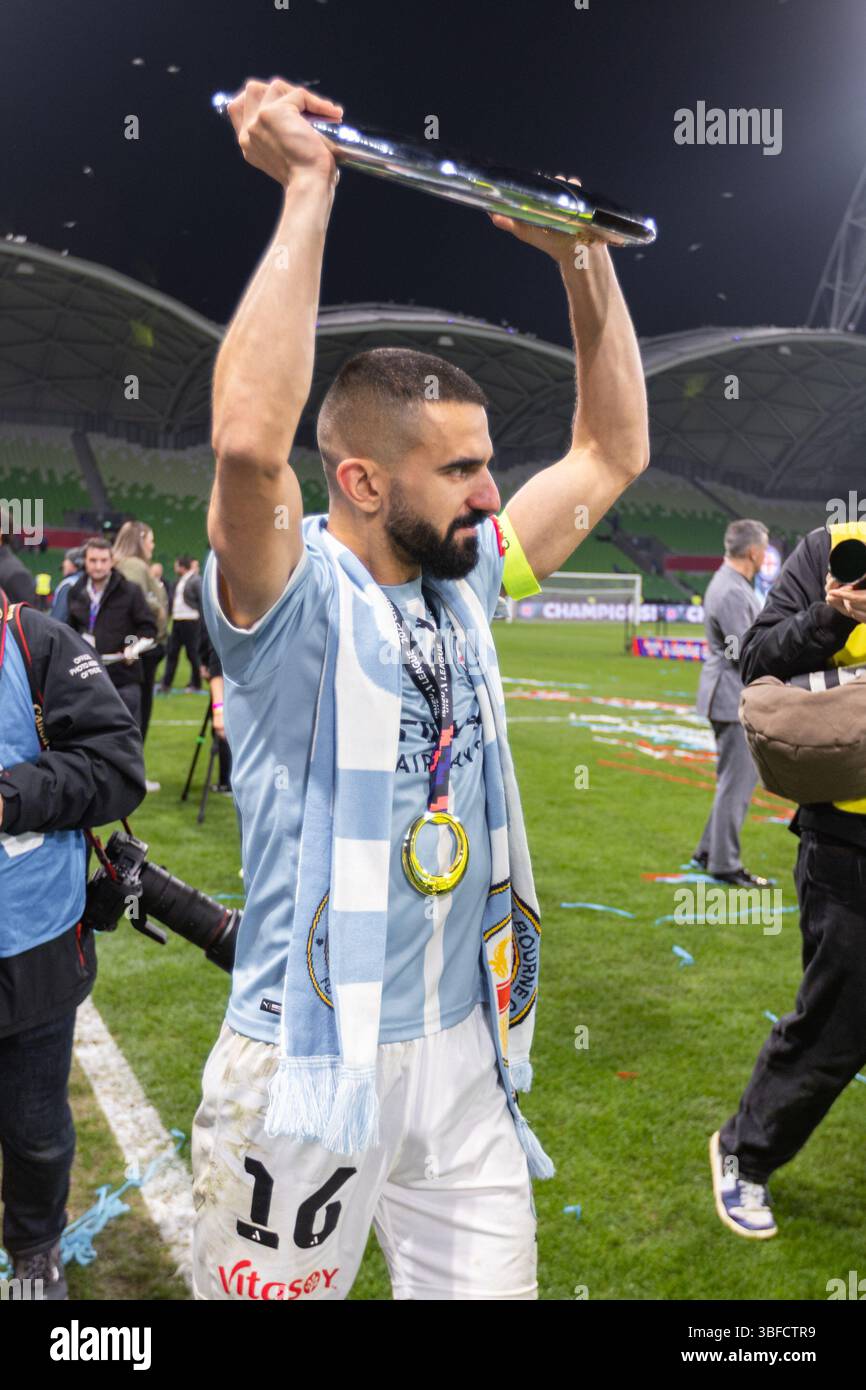 Melbourne, Australia. 31st May 2025. Aziz Eraltay Behich of Melbourne ...