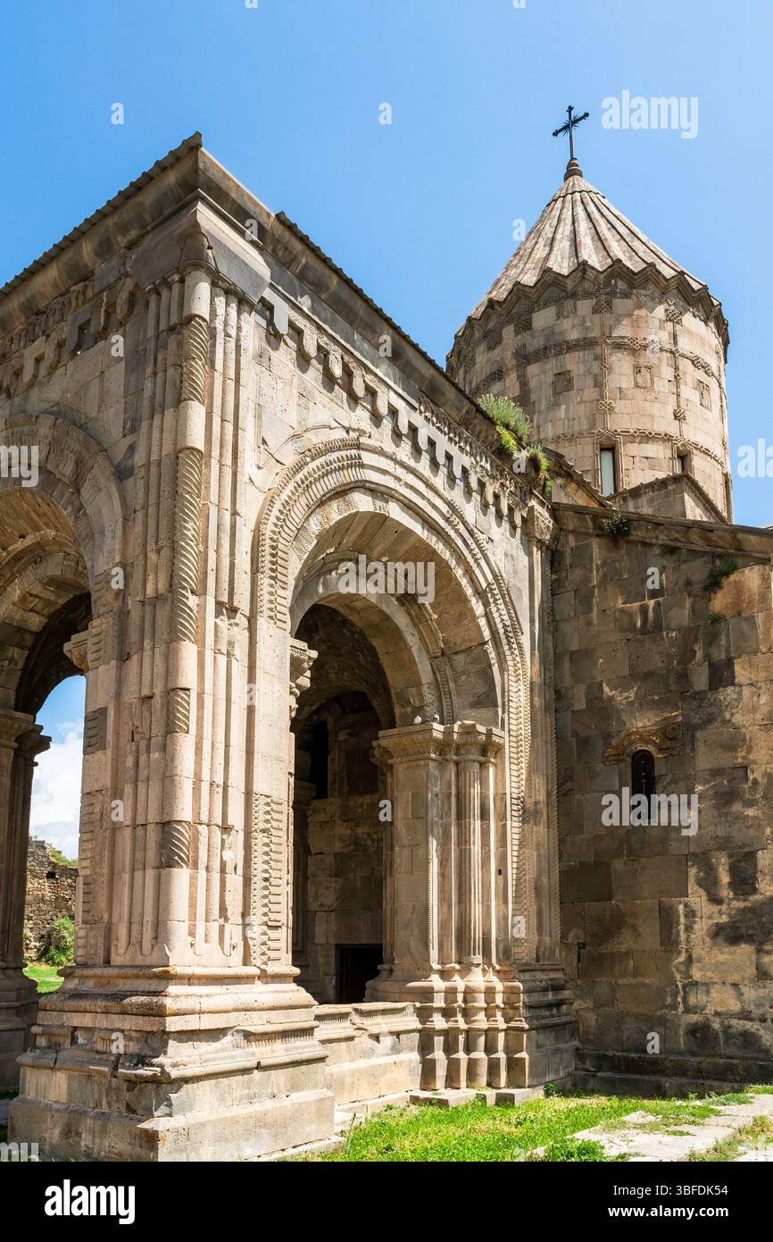 gate of church of Saints Paul and Peter in Tatev Monastery in Syunik Province of Armenia on sunny May morning Stock Photo