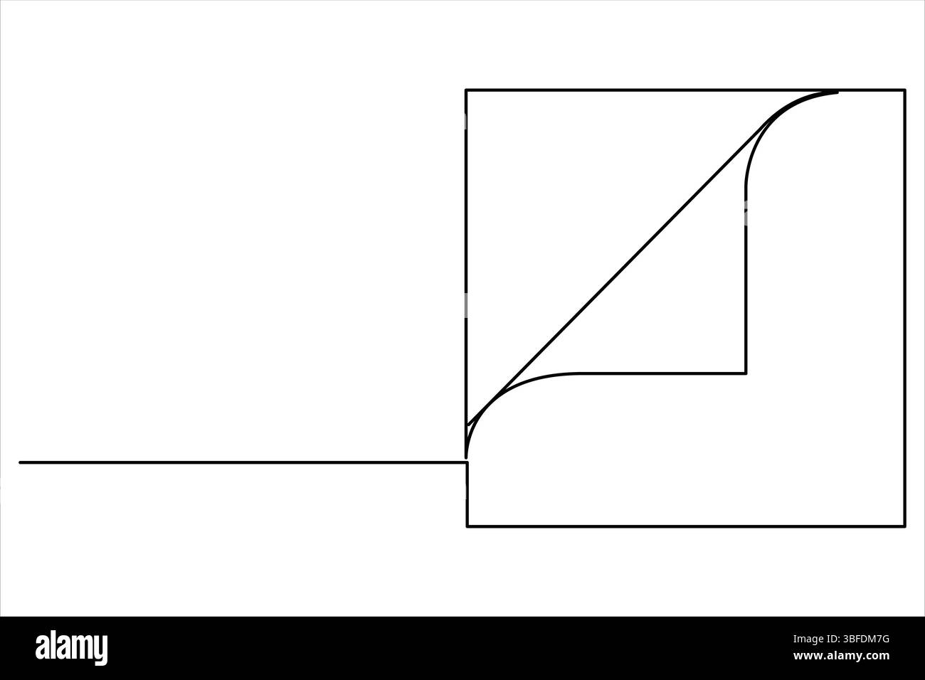 Continuous one line art drawing of document paper with folded corner ...