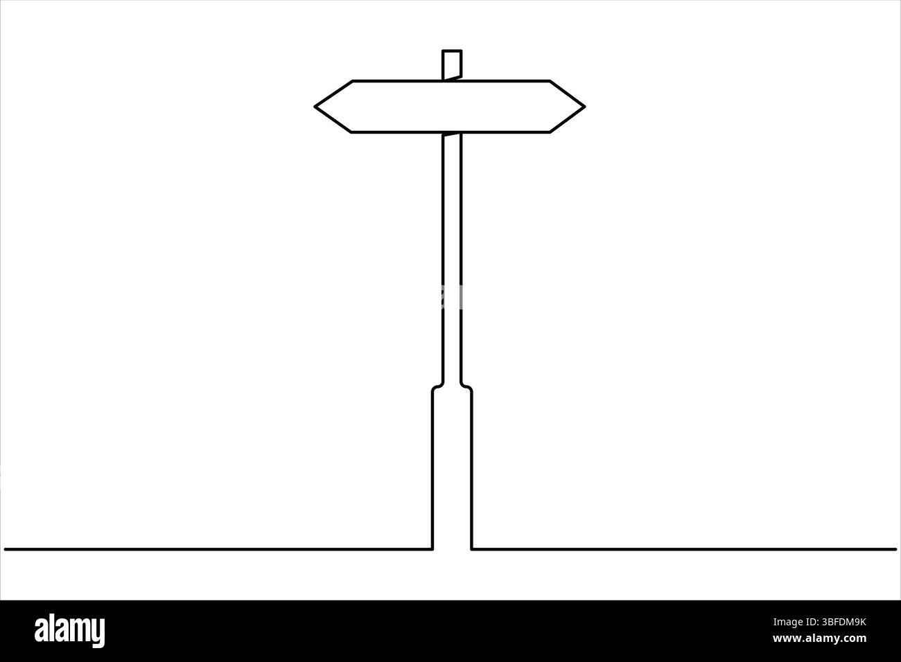 Line Art Direction Indesign Continuous one line art drawing of road direction signboard design ...