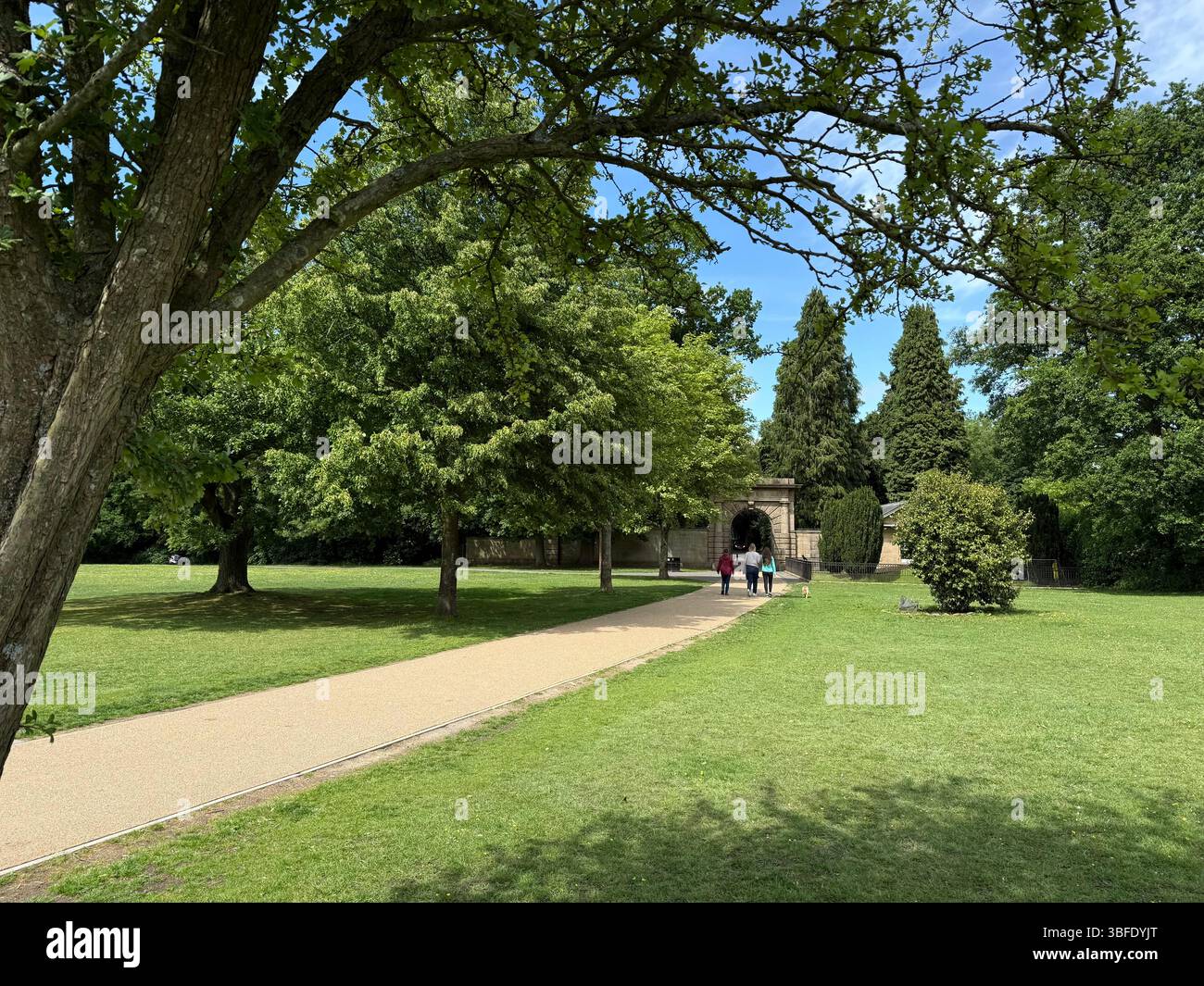 People walking in Worden park in Leyland, Lancashire - Smartphone Captured Stock Image