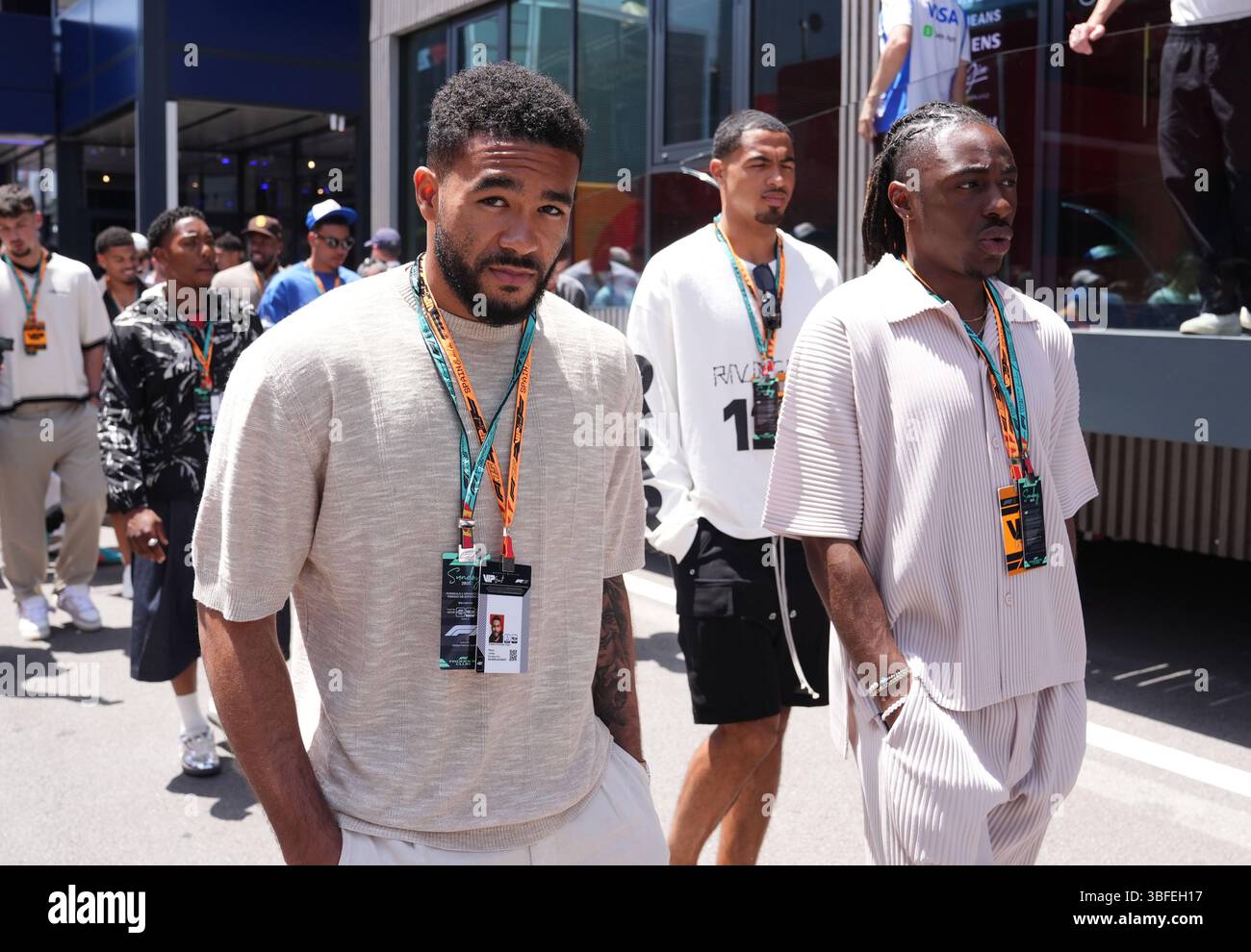 Pit Reece England's Reece James (left) and Eberechi Eze in the pit lane before ...