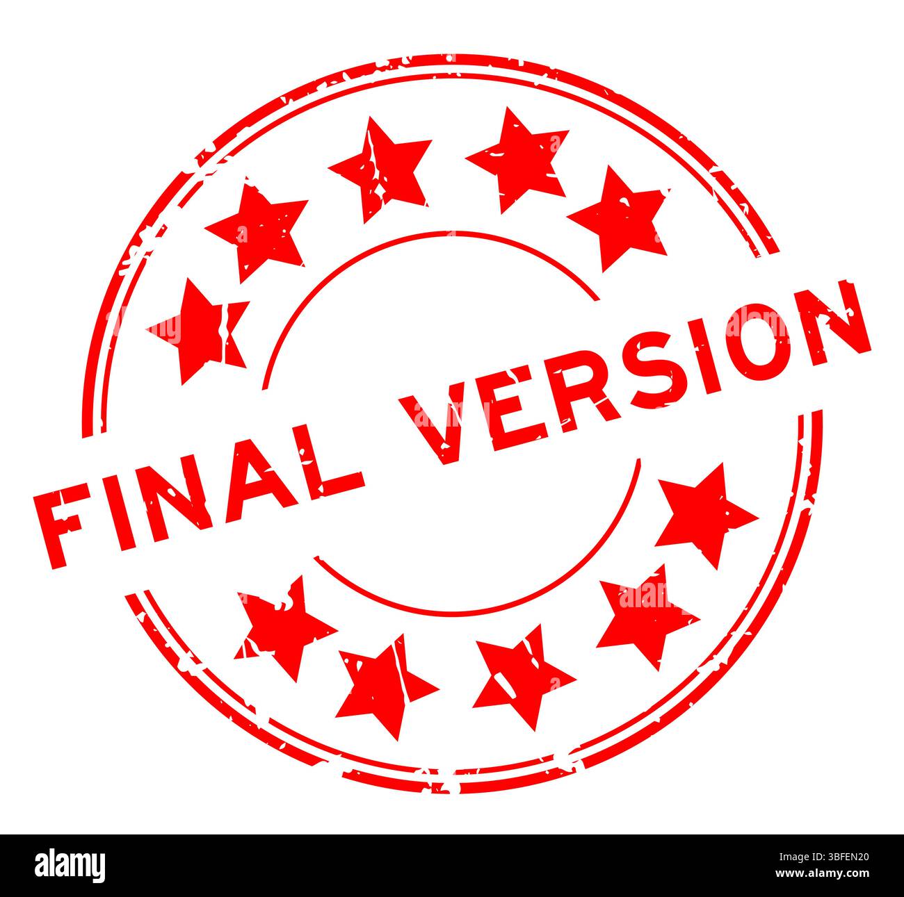 Grunge red final version word with star icon round rubber seal stamp on white background Stock Vector