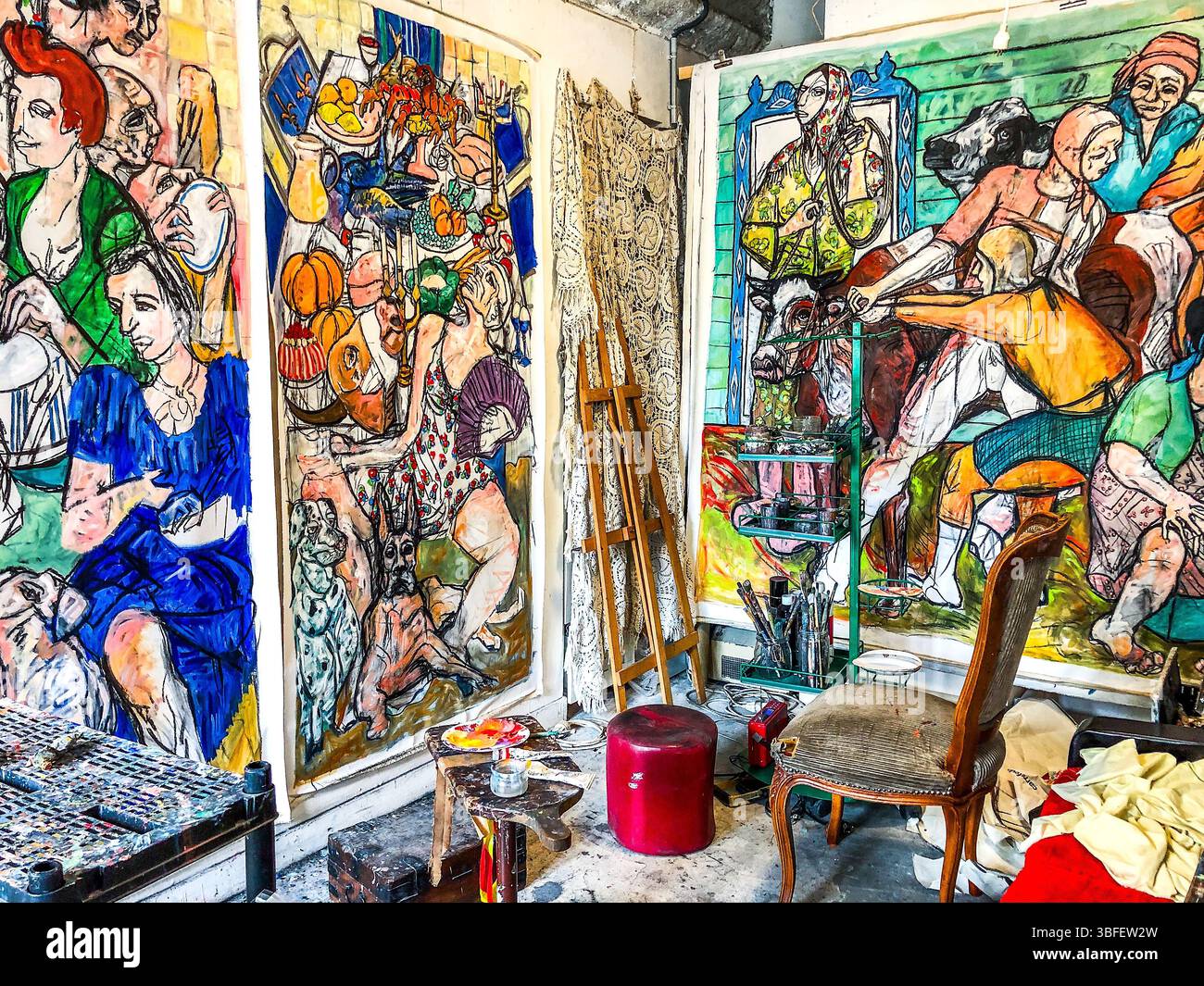 Painted figurative artworks in the 59 Rivoli artists squat - Paris ...